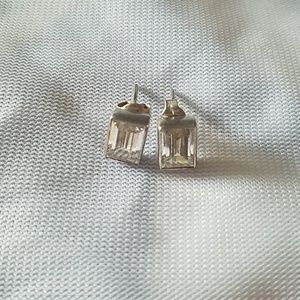 Vintage emerald cut sterling silver earrings